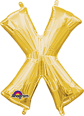 Gold Letter "X" Mylar 16 Inch Balloon